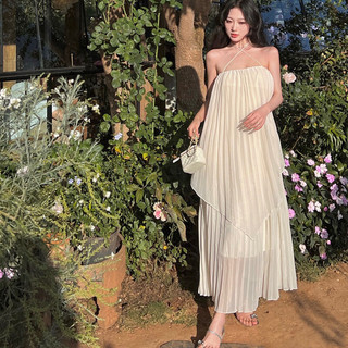 MS 9820 ĐẦM VÁY MAXI TRẮNG DẬP LY HỞ LƯNG CỔ YẾM HÀNG QUANG CHÂU