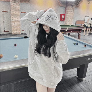 Áo Hoodie Nỉ Bông Xám Trắng In Hình Nhện Ruihanfan Mũ Trùm 2 Lớp Vải Dày Dặn Form Rộng Nam Nữ Đều Mặc Được