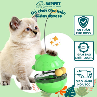 Đồ chơi cho mèo BAPIPET hình búp bê lật đật có lỗ rơi thức ăn giúp mèo giảm stress khi ở nhà