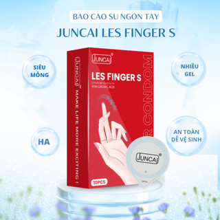 Bao cao su ngón tay Juncai LES FINGER S siêu mỏng nhiều gel hương dâu dịu nhẹ hộp 10 bcs