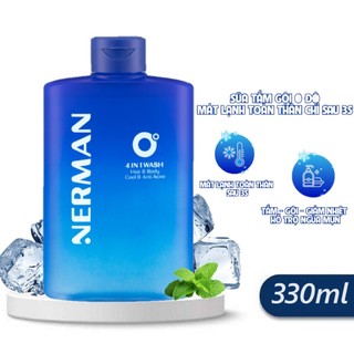Sữa Tắm Gội 4in1 NERMAN 0 Độ 330ml Mát Lạnh Tức Thì Ngừa Mụn Hương Nước Hoa Nam Tính