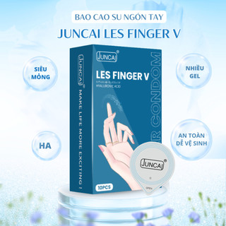 Bao cao su ngón tay Juncai LES FINGER V siêu mỏng nhiều gel hương vani dịu nhẹ hộp 10 bcs