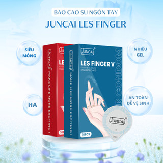 Bao cao su ngón tay Juncai LES FINGER siêu mỏng nhiều gel hương dịu nhẹ hộp 10 bao