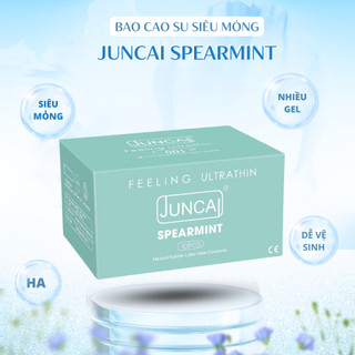 Bao cao su Siêu mỏng JUNCAI 001 Spearmint Hương bạc hà Kéo dài thời gian Nhiều gel size 49mm