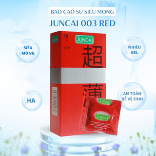 Bao cao su JUNCAI 003 Red Nhân đôi mượt mà Nhiều gel Chất lượng Nhật Bản size 52mm