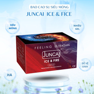 Bao cao su Siêu mỏng JUNCAI 001 Lửa băng kéo dài thời gian Nhiều gel size 52mm