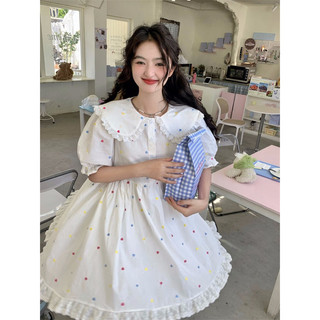 Đầm babydoll thêu tim cổ bèo phối ren - 20mii_mii
