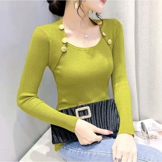 ÁO PHỐI NÚT LỆCH TÀ CHÉO alohashop91