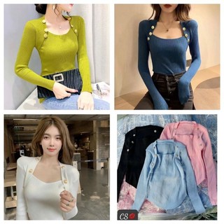 Áo phối nút lệch tà chéo alohashop91