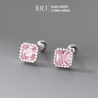 Khuyên Tai Hồng Ngọc dành cho Nữ Đính Moissanite Cao Cấp | 100% bạc ý (Chính hãng) | KT60 JULI