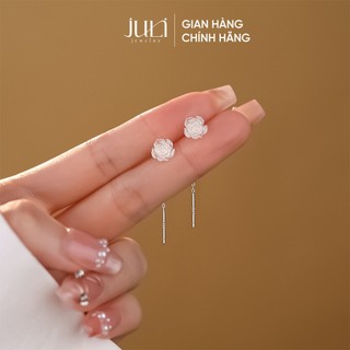 Bông tai hoa hồng bạc Ý | mạ vàng trắng 3 lớp | sang trọng dành cho nữ giới | KT56 JULI
