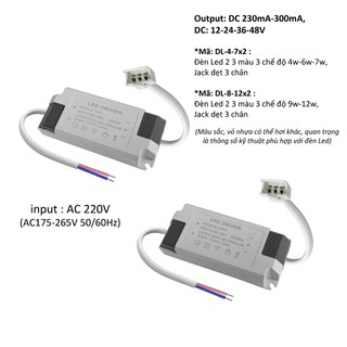Nguồn đèn Led âm trần 3 màu 4w 7w 9w 12w driver tăng phô chấn lưu 3 chế độ jack cắm 3 chân 220v Posson DL-x-x2