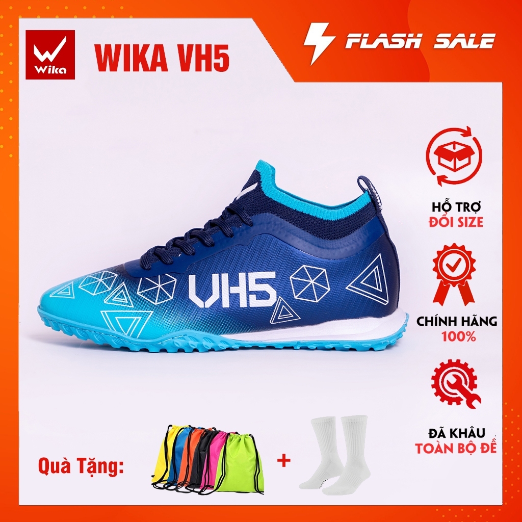 Giày Bóng Đá Wika VH5 Văn Hậu Chính Hãng Sân Cỏ Nhân Tạo, Giày Wika Vh5 Chất Liệu Da TPU Cao Cấp, Đệm Lót E