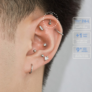 Khuyên đeo môi tạ trơn Flat Barbell CockStock