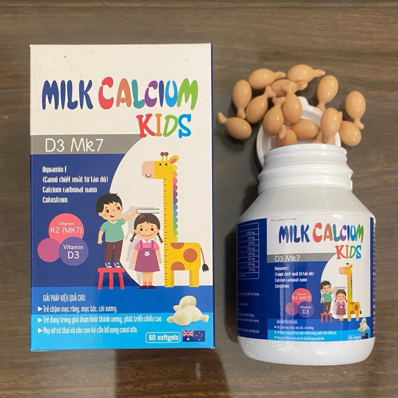 Kẹo Nhai Canxi Sữa - Milk Calcium Kids D3 Mk7 - Bổ sung Canxi tăng chiều cao, giúp chắc xương, chắc răng(Hộp Xanh Dương)
