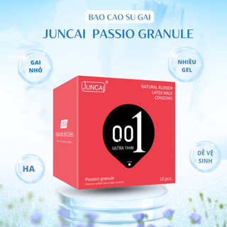 Bao cao su JUNCAI 001 Siêu mỏng Gân gai Mát lạnh kéo dài thời gian Nhiều gel Đường gân size 52mm