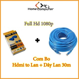 Bộ HDMI to LAN 30m, kéo dài tín hiệu hdmi qua dây mạng lan cat6 30m. Full Hd * 2K