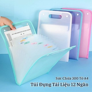 Túi, cặp, file đựng giấy tờ, tài liệu 12 ngăn khổ giấy a4 đứng đa năng và tiện dụng