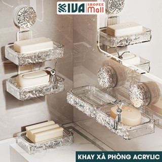  Khay xà phòng kệ để xà phòng nhà tắm KIVA chất liệu Acrylic lắp đặt hút chân không. 