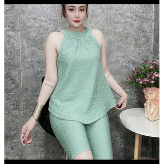 Bộ cổ yếm quần lững thun xốp Nhật co giãn có túi sz 40-75kg