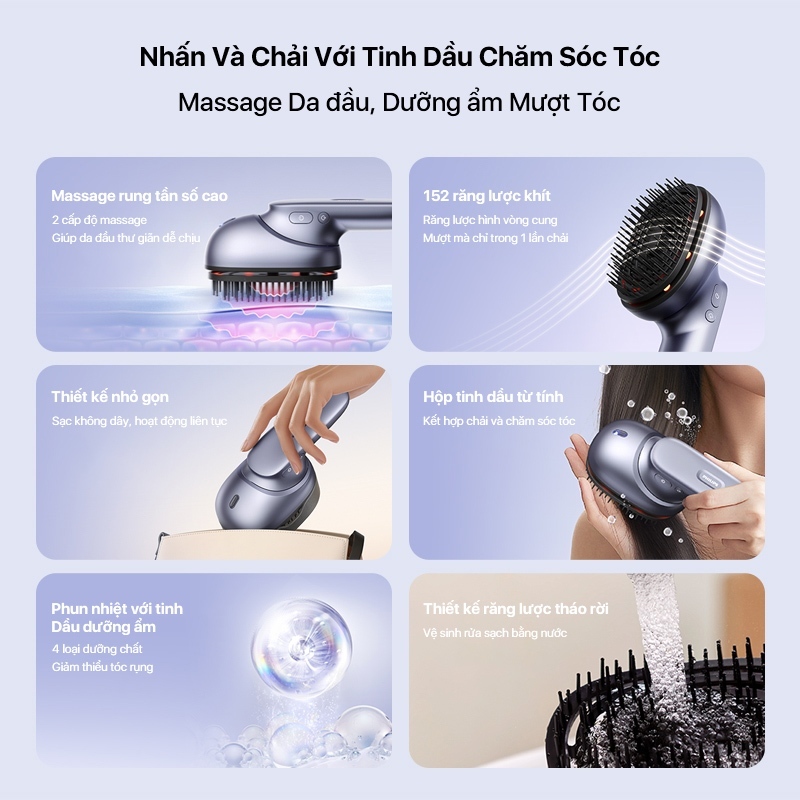 Lược Điện Massage Da Đầu PHILIPS 1511 [BH 24 THÁNG] massage thư giãn kích thích tuần hoàn máu,tinh dầu chăm sóc tóc