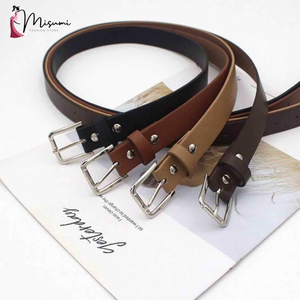 Thắt lưng, dây nịt bụng da đục lỗ chốt cài 2 màu đen nâu dễ phối đồ PK02