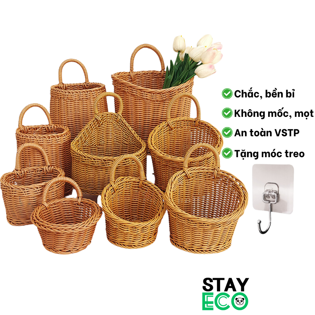 Giỏ treo tường STAY ECO đựng hành tỏi chất liệu nhựa cao cấp không mốc, độ bền cao, rổ đựng đồ đa năng trang trí nhà cửa