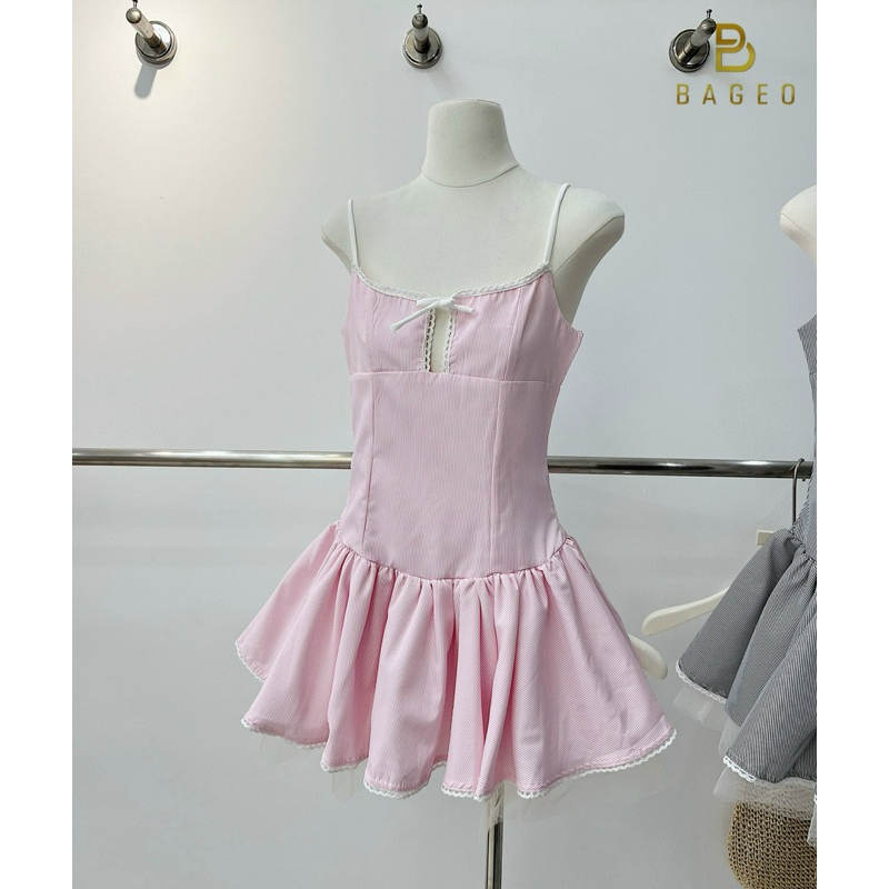 Váy hai dây xoè 𝐁𝐀𝐆𝐄𝐎 kẻ