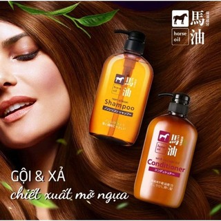Dầu Gội/Xả Mỡ Ngựa Nhật Bản Horse Oil Làm Sạch Tóc và Da Đầu Không Chứa Silicon Tóc Mềm Mượt Tự Nhiên