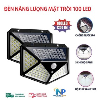 Đèn Năng Lượng Mặt Trời Sân Vườn gắn tường Đèn 100 mắt led siêu sáng,3 chế độ sáng,cảm biến chuyển động,chống nước IP65