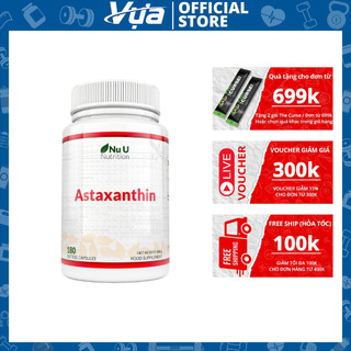 Viên uống Nu U Nutrition - Natural Astaxanthin 12mg (180 viên) - Hỗ trợ sức khỏe mắt, da và tim mạch - Chính Hãng