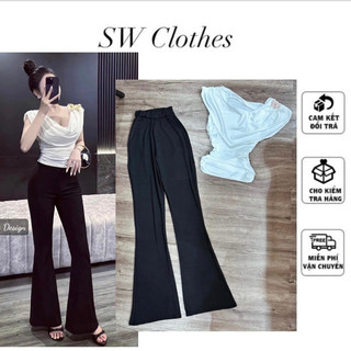 Sét sang chảnh áo cổ đổ không tay kèm quần ống loe