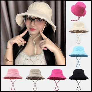 Mũ Bucket Tua Rua Trơn Vành rộng kèm dây Basic Chống nắng Form Unisex Nam Nữ