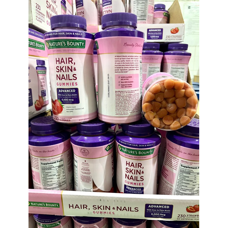 [NEW DATE : 06/2026] Kẹo dẻo Vitamin đẹp da , móng & tóc Nature's Bounty Hair, Skin & Nails Gummies 