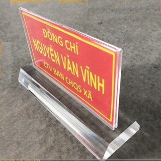 Biển chức danh mica QĐ để bàn, Bảng tên chức danh QĐ, Kệ mica đủ cỡ