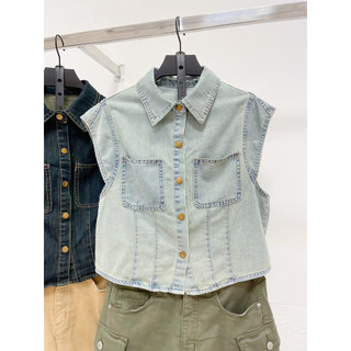 AfterBefore | Áo Denim Tay Ngắn 2 Màu