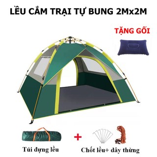 Lều Cắm Trại Lều Dã Ngoại Tự Bung 4-6 Người 2 Cửa 2 Lớp Thông Thoáng