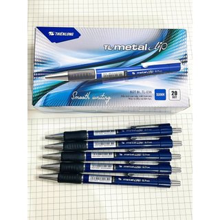 Combo 5/10/20 bút bi thiên long tl-036 ngòi 0.7mm mực xanh/đỏ/đen giắt kim loại mạ crom, đệm cầm tay cao su êm