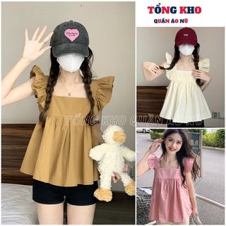 Áo Hai Dây Bánh Bèo Dáng Babydoll Xoè Thắt Nơ Mặc Đi Chơi Đi Du Lịch Kiểu Dáng Ulzzang Siêu Đẹp - TONGKHO