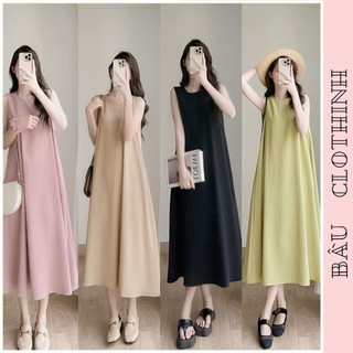 Đầm bầu xinh sang chảnh v873 dáng dài chất mát thiết kế sát nách điệu đà trẻ trung freeszie