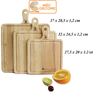 Thớt Gỗ Vuông Có Tay Cầm Và Lỗ Treo Tiện Lợi Hãng Gỗ Đức Thành - Màu Gỗ Tự Nhiên Sáng Mịn - Thớt Gỗ Chọn Size