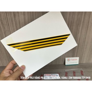 Tem cốp PG-1 dưới Phải ( Sọc Đen, Vàng ) zin ( xe Vàng ) ( 1 Lá )