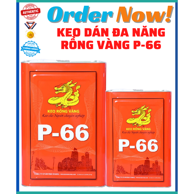 Keo Dán Đa Năng Rồng Vàng P-66 Dùng Dán Giày Dép, Gỗ, Nhựa, Xốp, Cao Su,…(Loại 15KG) – [Chính Hãng]