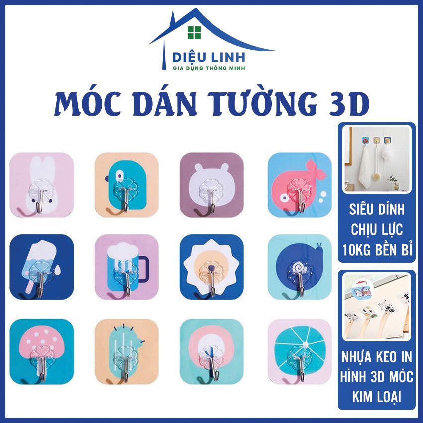 Móc Dán Tường Có Hình Hoạt Hình Siêu Dính Chịu Lực 10kg Treo Đồ Gia Dụng Tiện Lợi Dieulinhshop