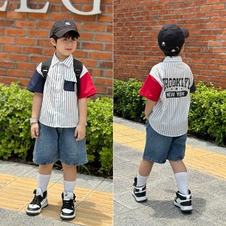 Quần áo trẻ em áo sơ mi bé trai Magickids áo sơ mi ngắn tay bé trai từ 15-45kg chất thô mềm mịn thoáng mát ASM24003