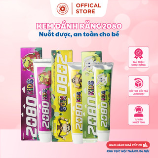 Kem Đánh Răng Hàn Quốc 2080 Dành Cho Trẻ Em Vị Dâu Nuốt Được An Toàn Cho Bé.Tuýp 80g