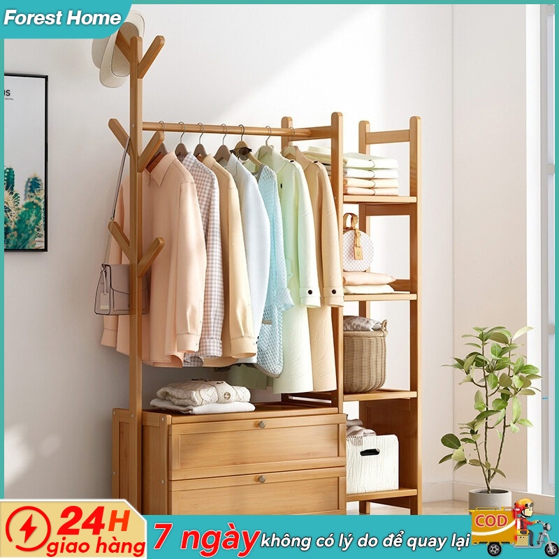 gỗ Giá treo áo khoác Tủ quần áo gỗ trequần áo Giá treo đồ treo quần áo, Kệ để đồ có ngăn kéo Tủ