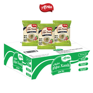 (Thùng 30 gói) - Cháo gói đậu xanh sườn non ALOHA - Cháo đậu xanh gói ăn liền 46gr