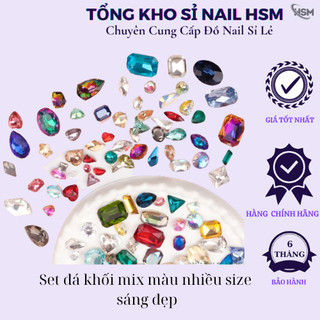 Túi đá khối nail mix màu mix form - Chân vàng, chân bạc