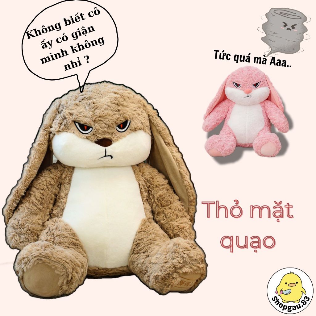 Gấu bông Thỏ hung hăng dễ thương Thú nhồi bông mặt quạo hàng cao cấp - N45